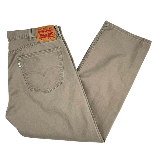 Levi's Denim - Levi's 505 Jeans Straight Leg 100% Cotton TAN Beige Denim | 38 x 30 36" Waist
